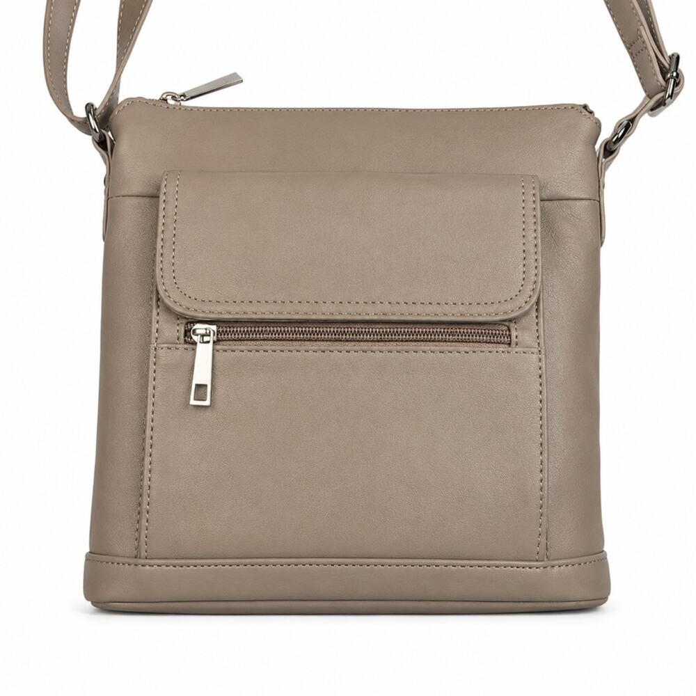 Giani Bernini Sand Brown Leather Crossbody Bag, Silver Hardware, NWT!!